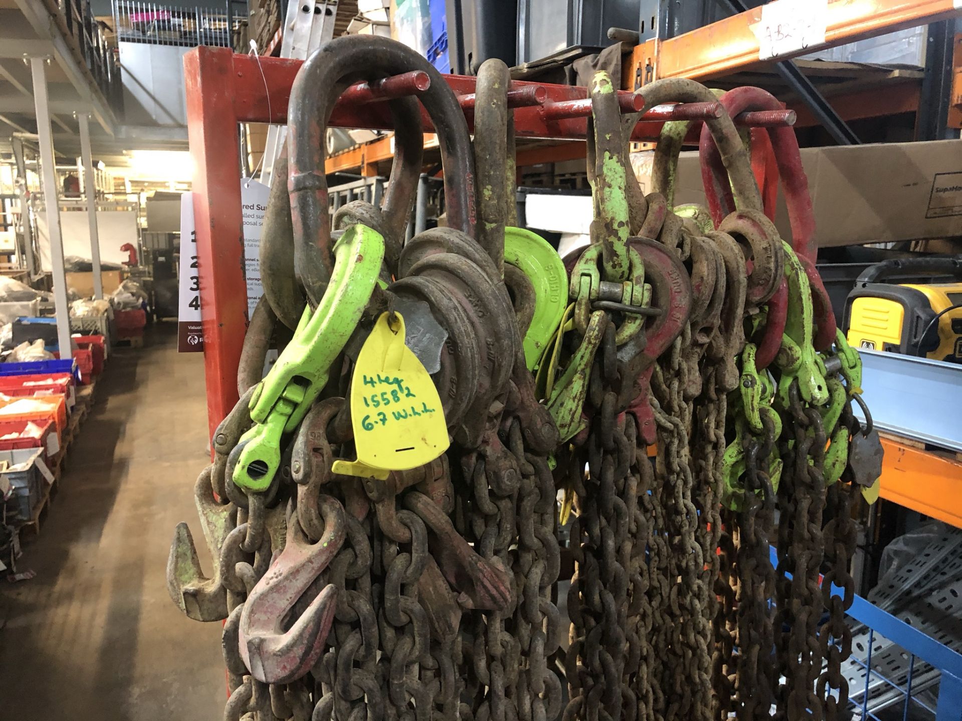 7 x Various Heavy Duty Lifting Chains/Hooks w/ Stand - Image 3 of 3