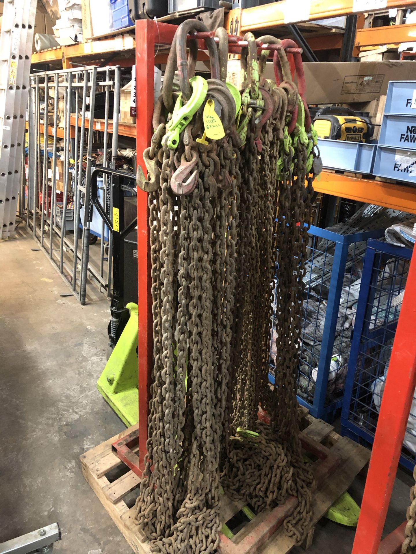 7 x Various Heavy Duty Lifting Chains/Hooks w/ Stand - Image 2 of 3