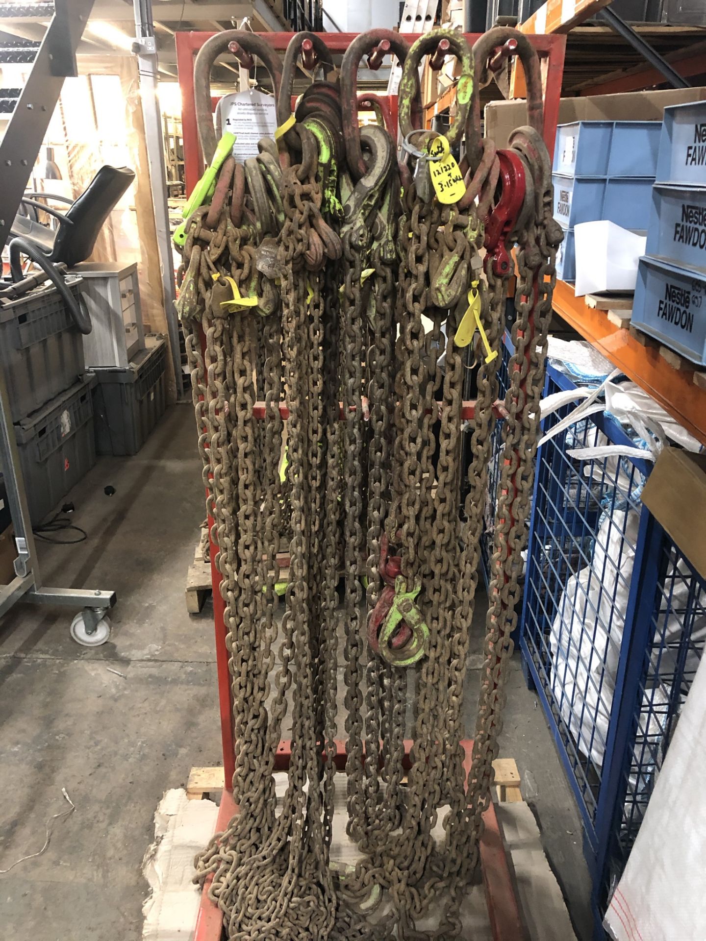 6 x Various Heavy Duty Lifting Chains/Hooks w/ Stand - Image 3 of 3