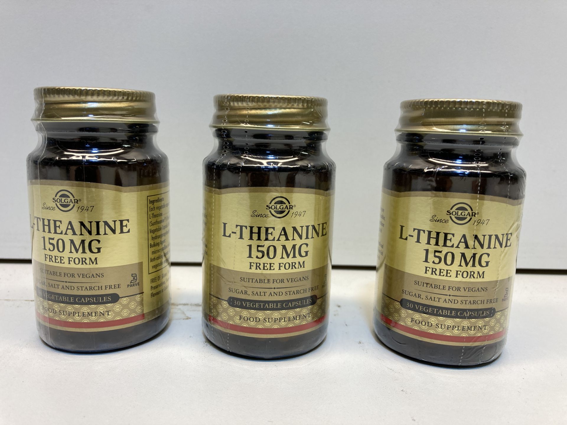 3 x Bottles of L-Theanine 150MG Free Form Vegetable Capsules