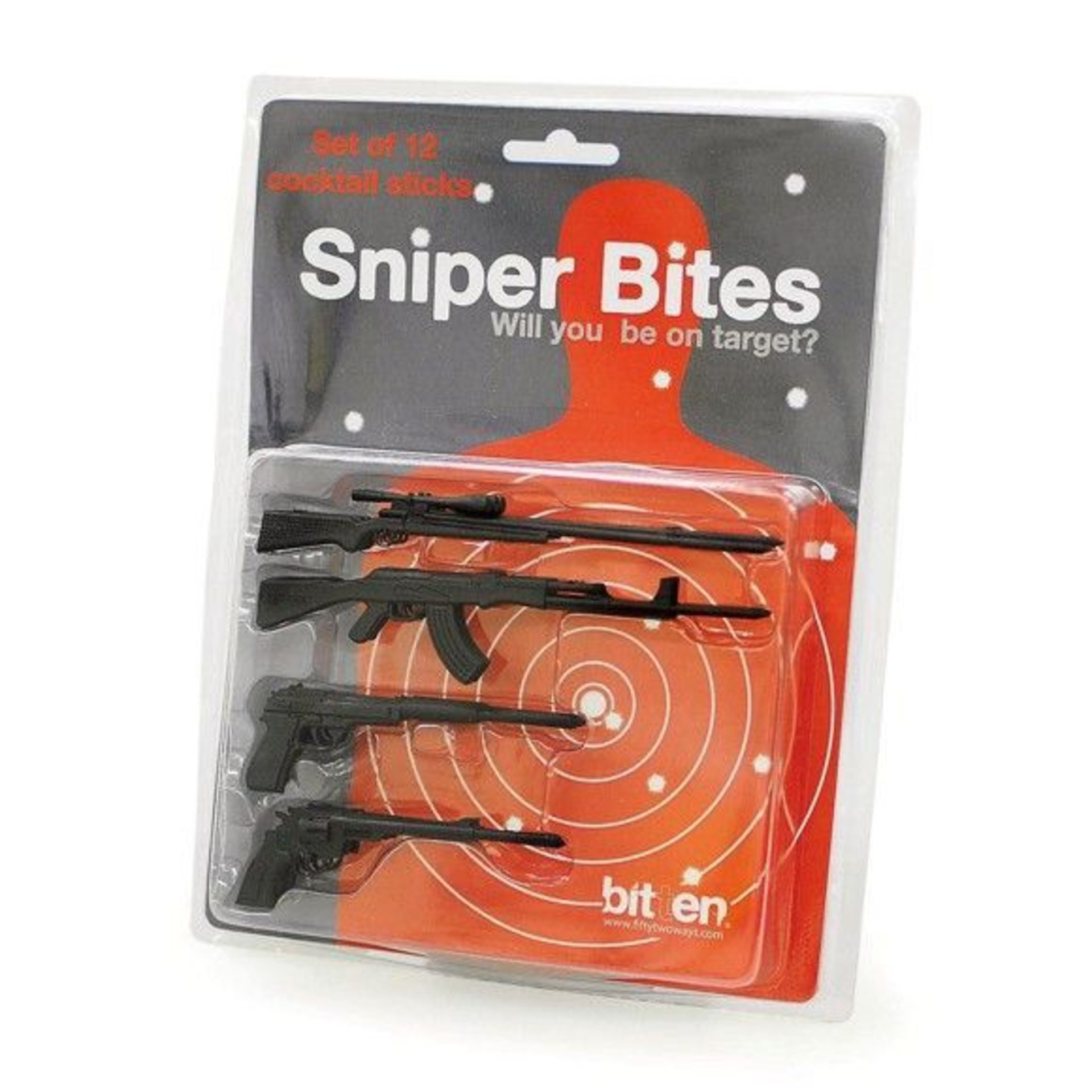 500 x Brand New Sniper Bites Novelty Cocktail Sticks | Total RRP£3,995
