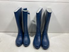 2 x Pairs of Blue Waterproof Boots | Size: UK 7 & UK 3