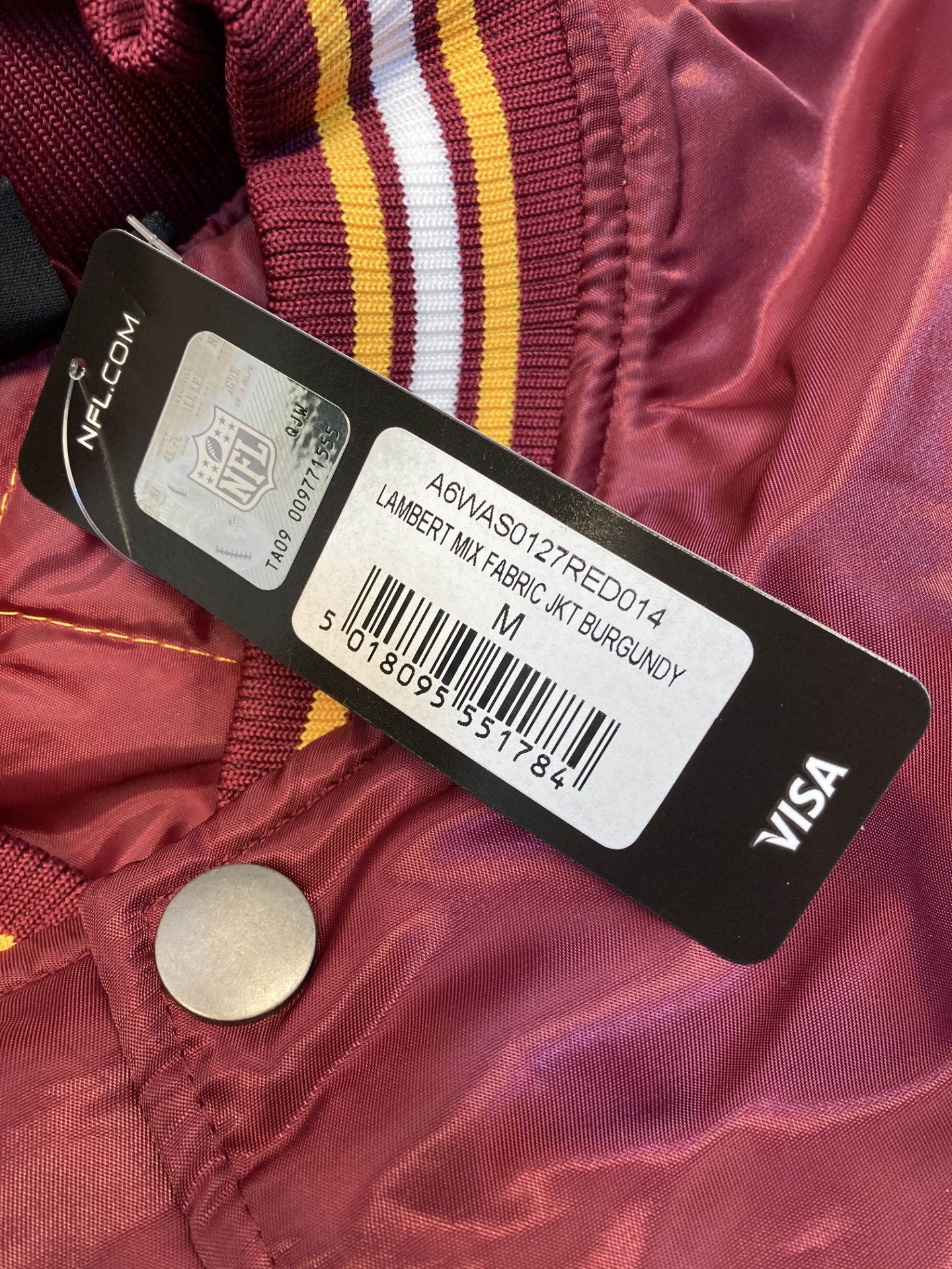 NFL Redskins Padded Jacket | Burgundy | Size: M - Image 3 of 3