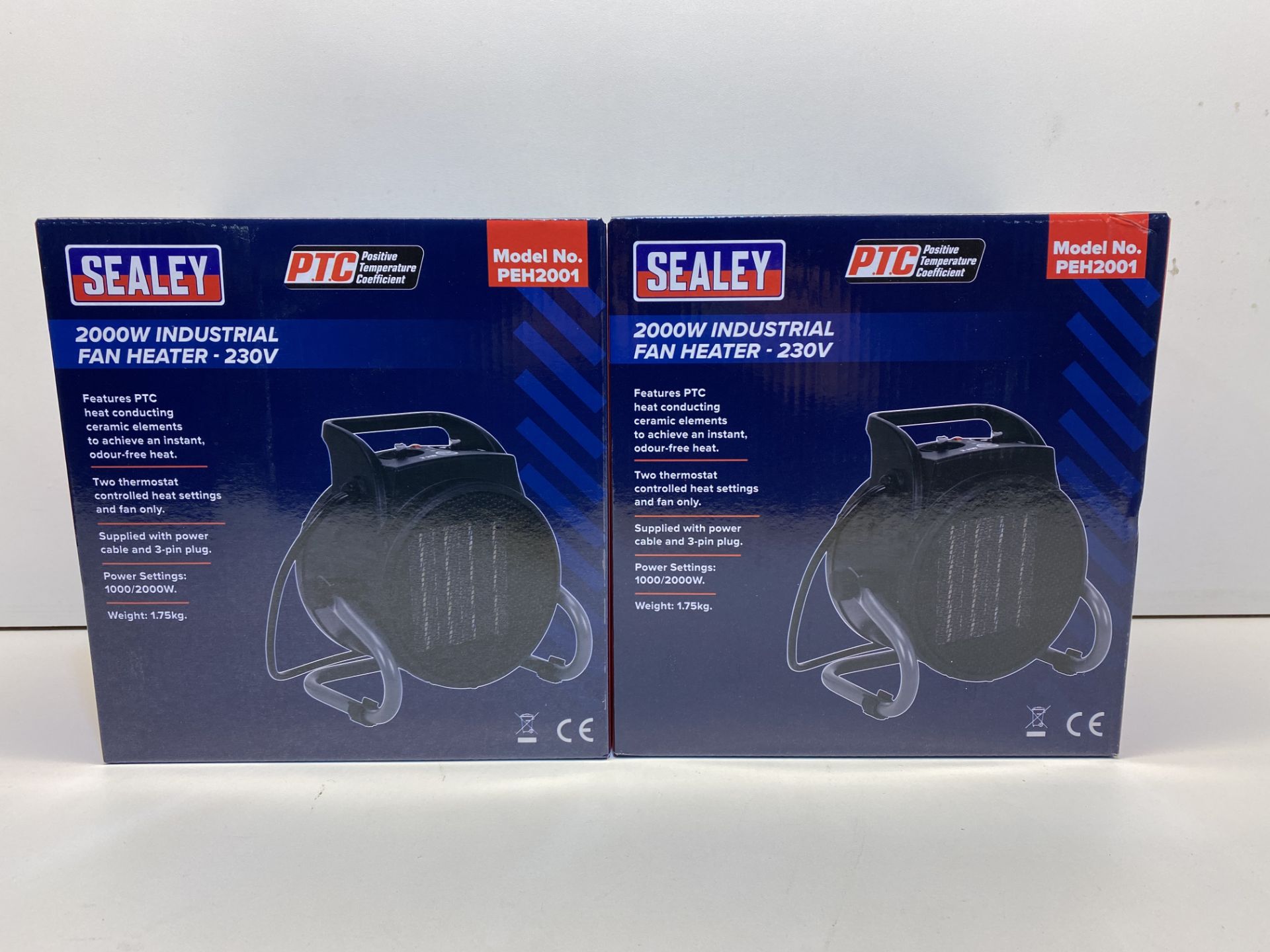 Pair Of Sealey Industrial PTC Fan Heater | PEH2001 | RRP £66.80