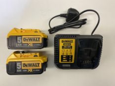 DeWalt DCB115 Battery Charger w/ 2 x DeWalt DCB184 18V Batteries