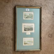 Trio of Antique Prints in Frame