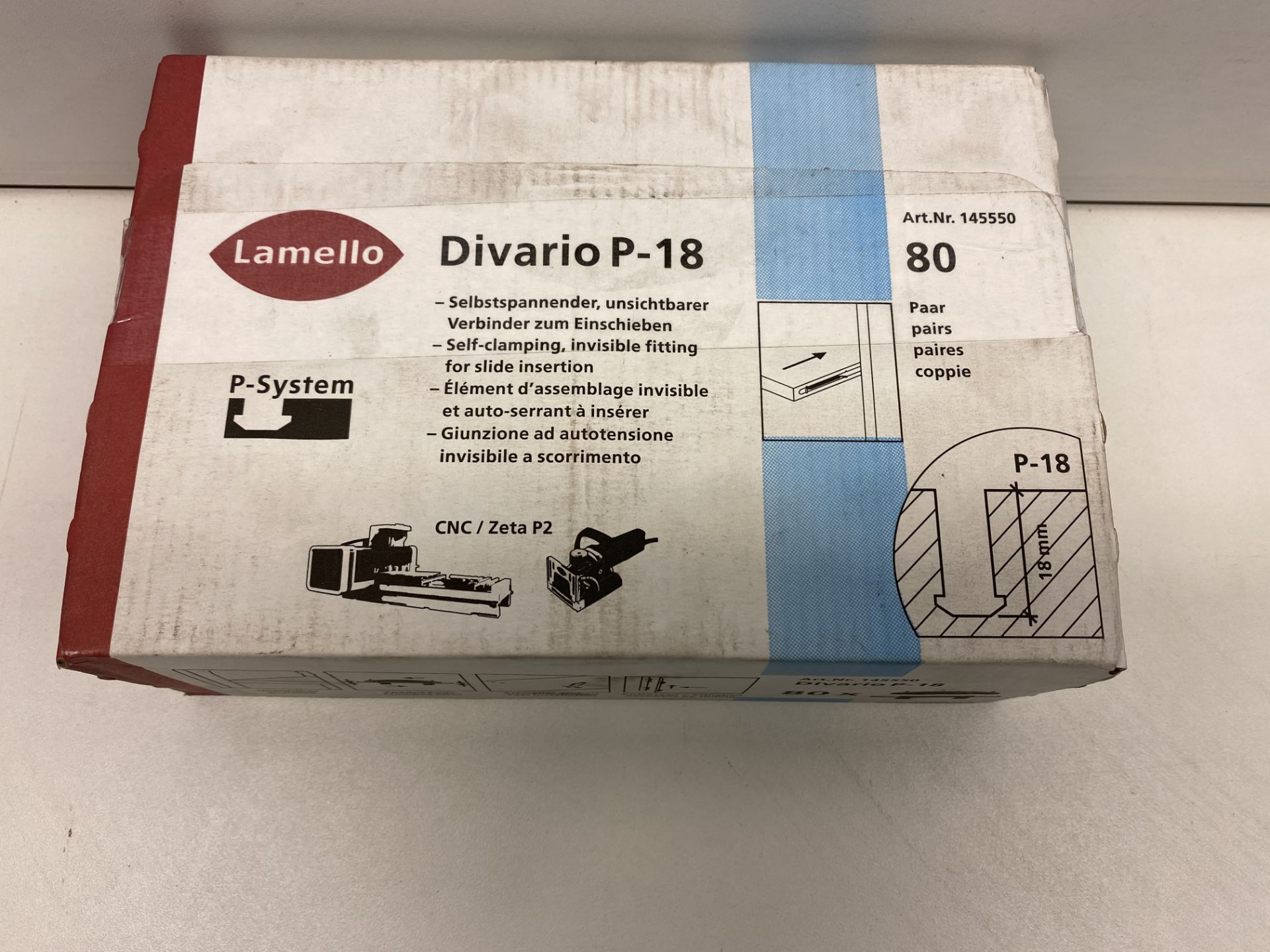 2 x Boxes Of Lamello Divario P-18 connectors (Boxes Of 80) Blue - Image 2 of 5