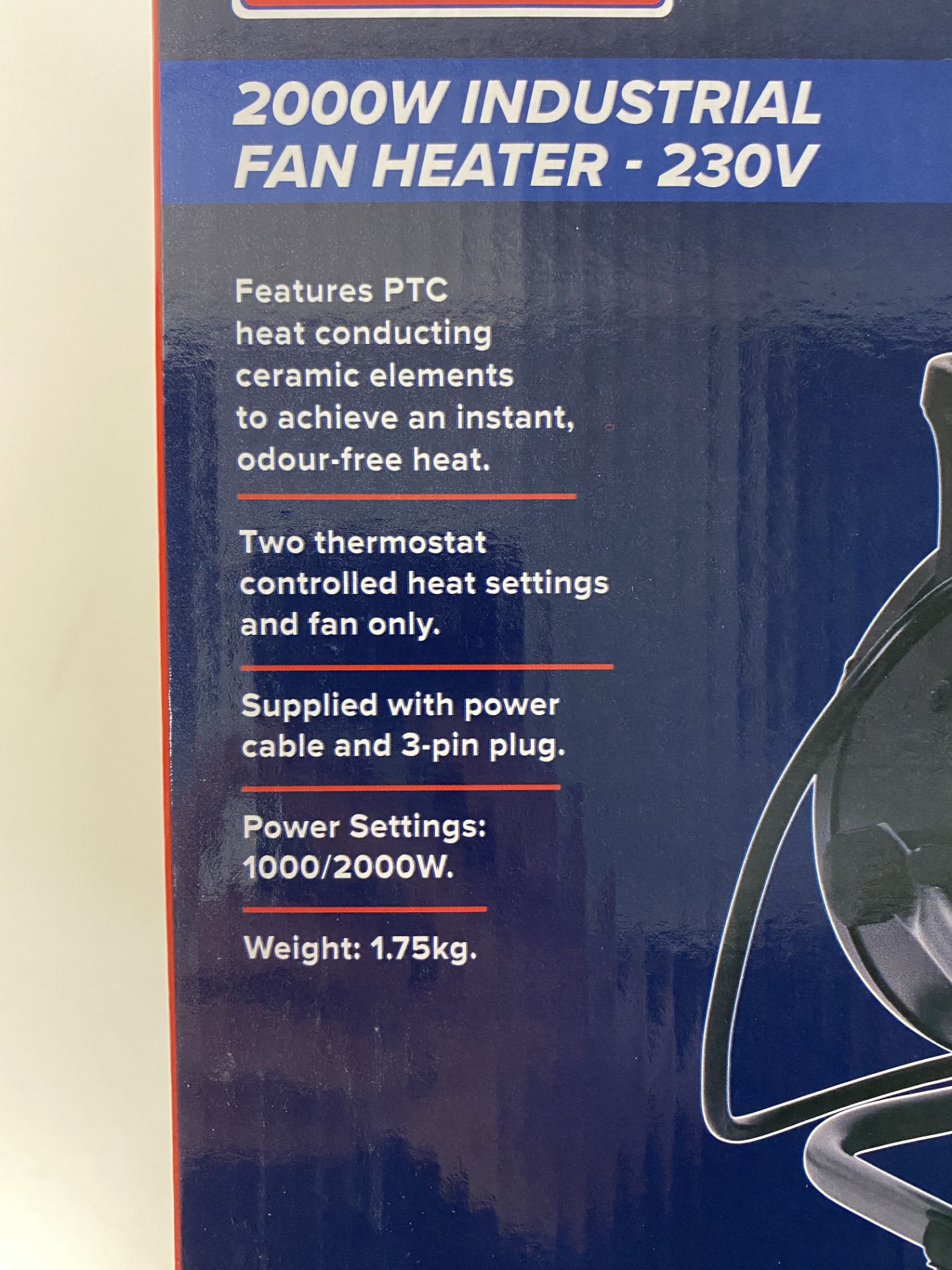 Pair Of Sealey Industrial PTC Fan Heater | PEH2001 | RRP £66.80 - Image 3 of 3