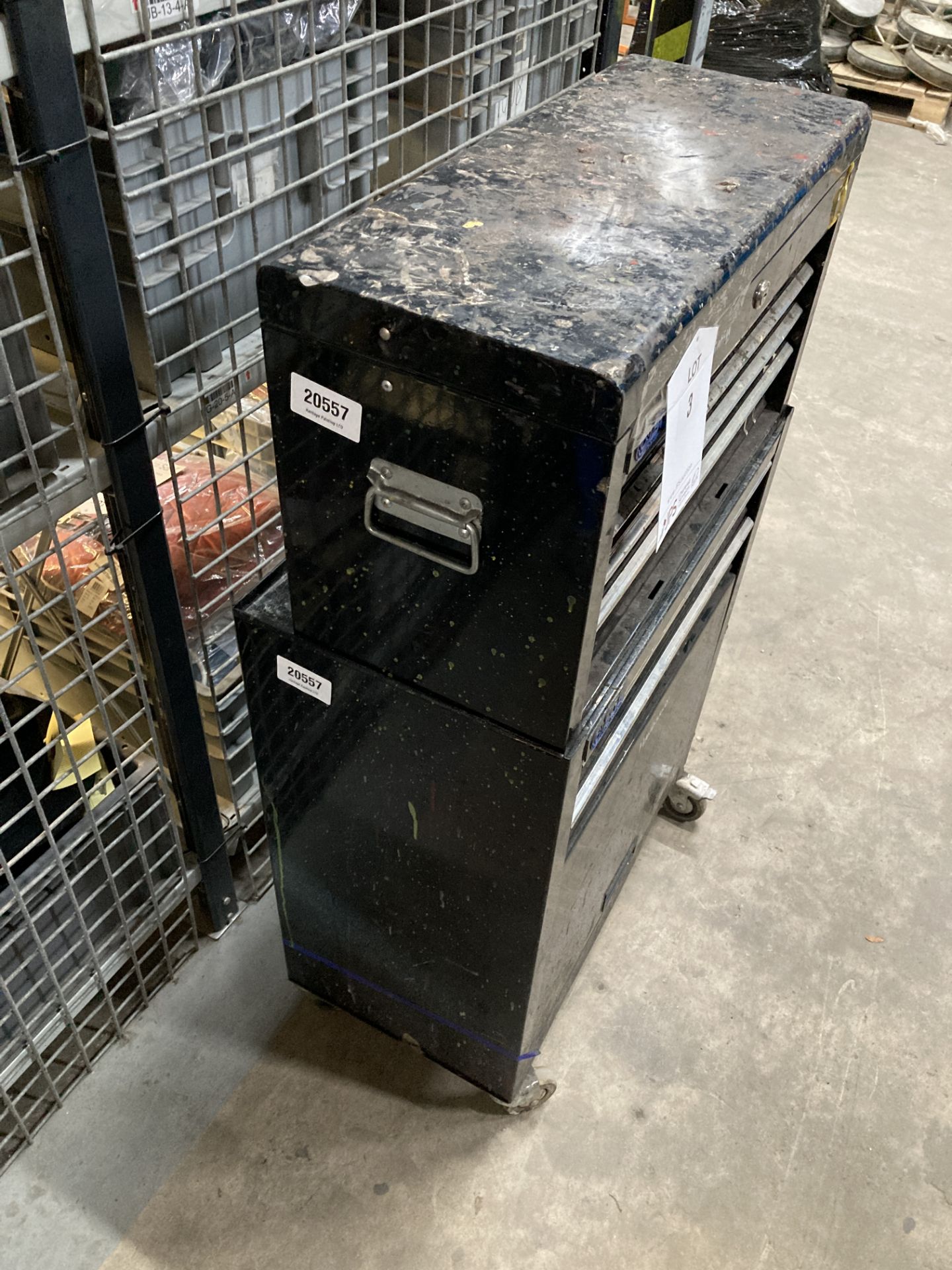 9 Drawer Wheeled Metal Tool Cabinet w/Contents - Image 2 of 6