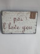 20 x Wall Plaques | 'PS I Love You'