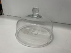 3 x Clear Glass Dome w/Plate