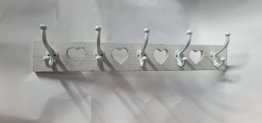 5 x Distressed White Wooden Coat Hanger