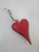 20 x Small Wooden Hanging Heart | Red