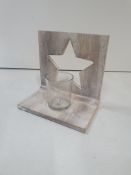 14 x Rustic Wooden Tealight Holder w/Glass Hurricane