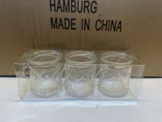 24 x Sets of 3 Clear Glass Tealight Holders