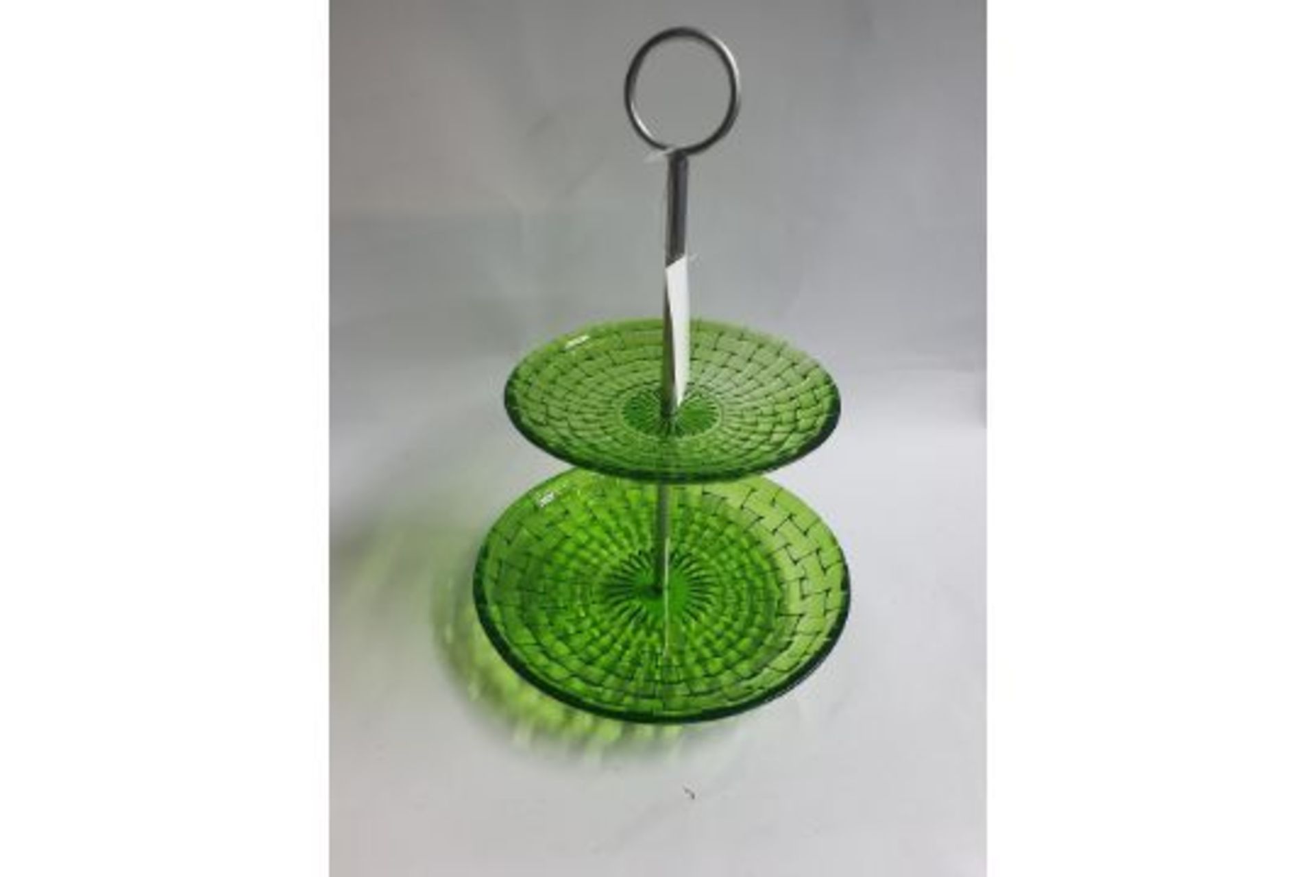 8 x 2 Tier Glass Cupcake Cream Tea Stands | Green