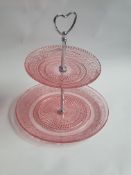 8 x 2 Tier Glass Cupcake/Cream Tea Stands | Pink