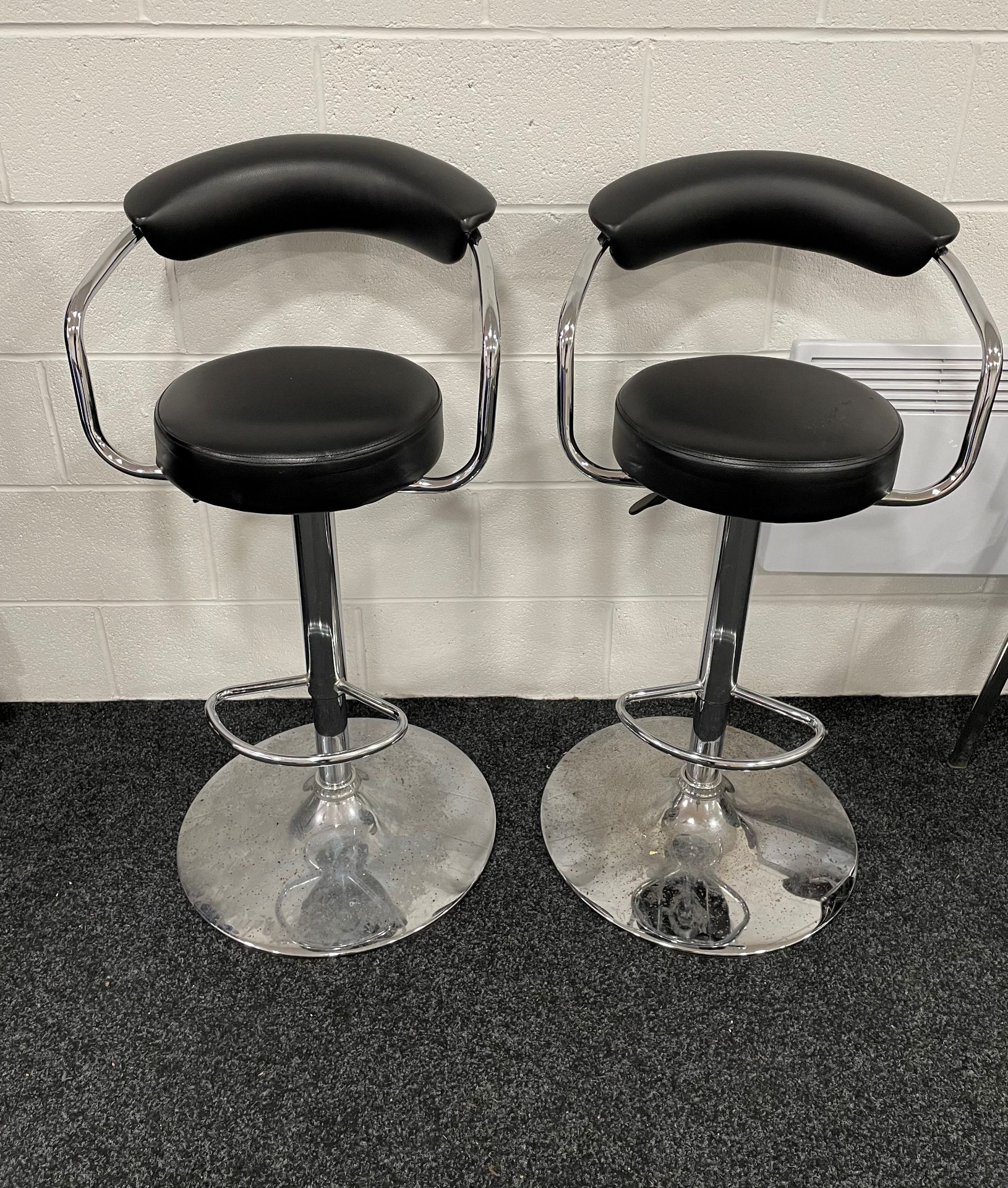 2 x Faux Leather & Chrome Bar Stools