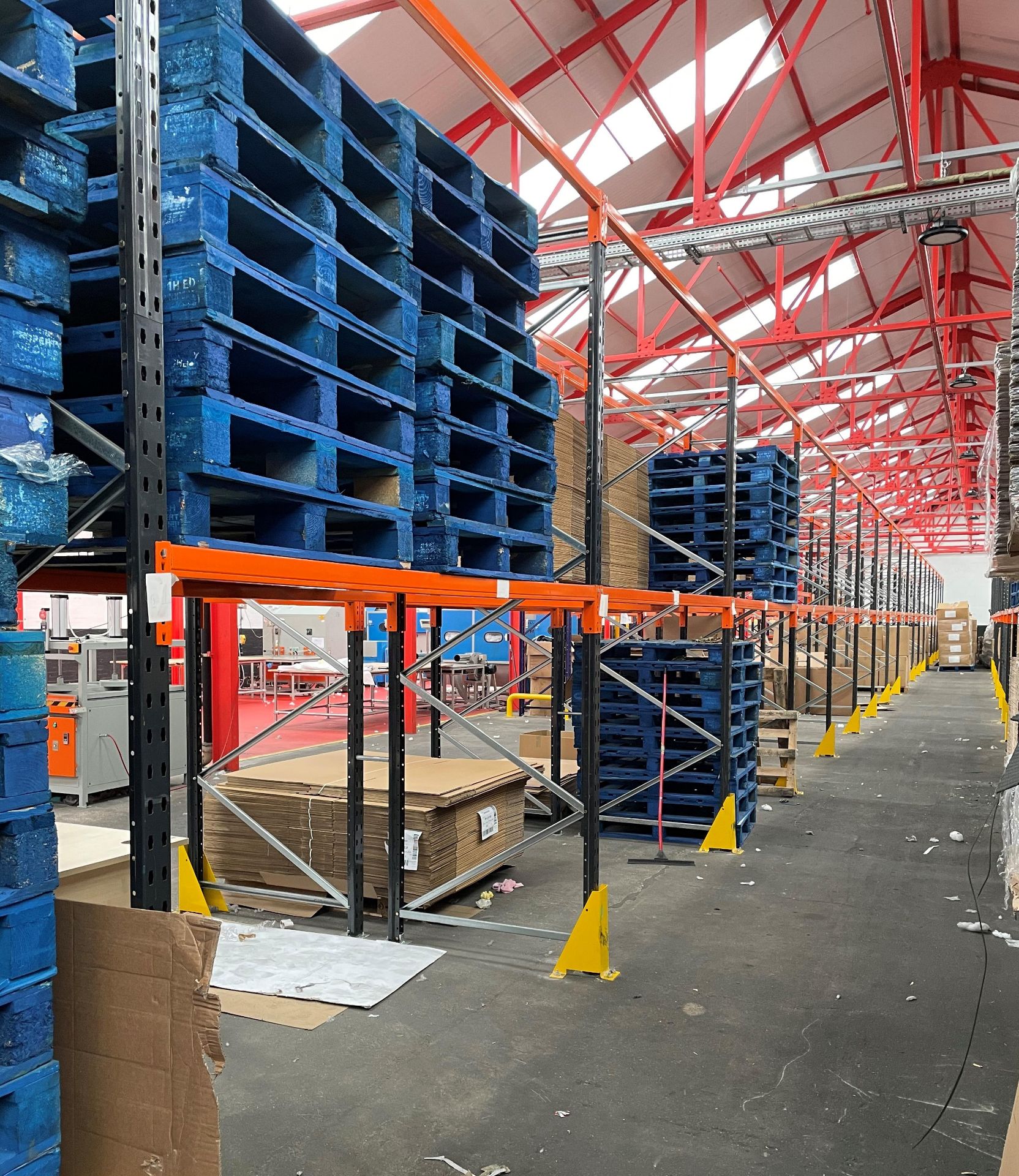18 Bays of Link 51 Pallet Racking w/ Protection Barriers | CONTENTS NOT INCLUDED