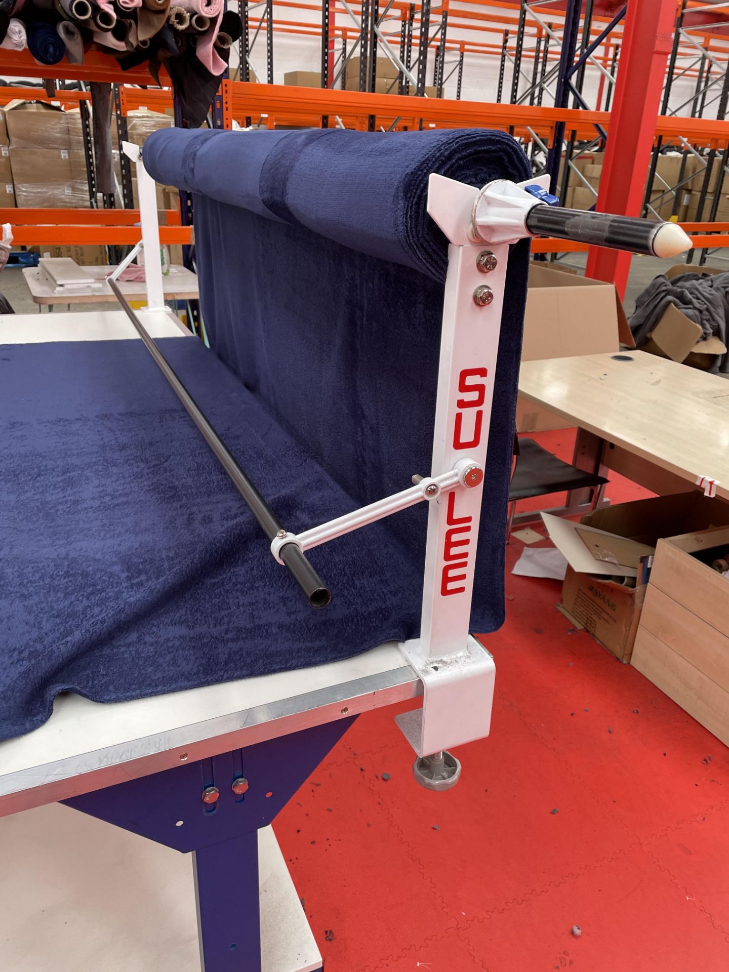 6m Rexel Fabric Cutting Bench w/ Su Lee Manual End Cutter, Clamp & Fabric Holder - Image 5 of 8