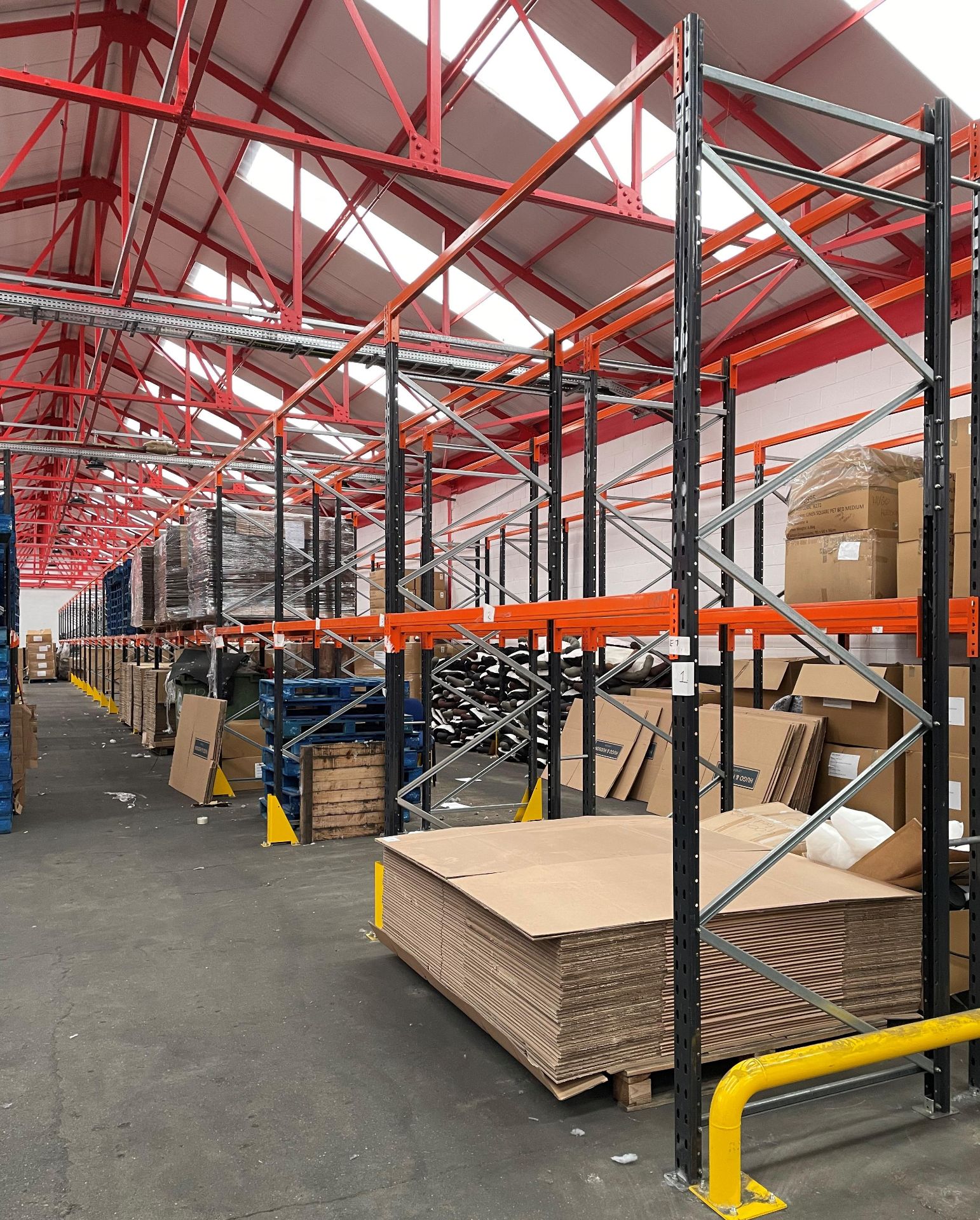 21 Bays of Link 51 Pallet Racking w/ Protection Barriers | CONTENTS NOT INCLUDED