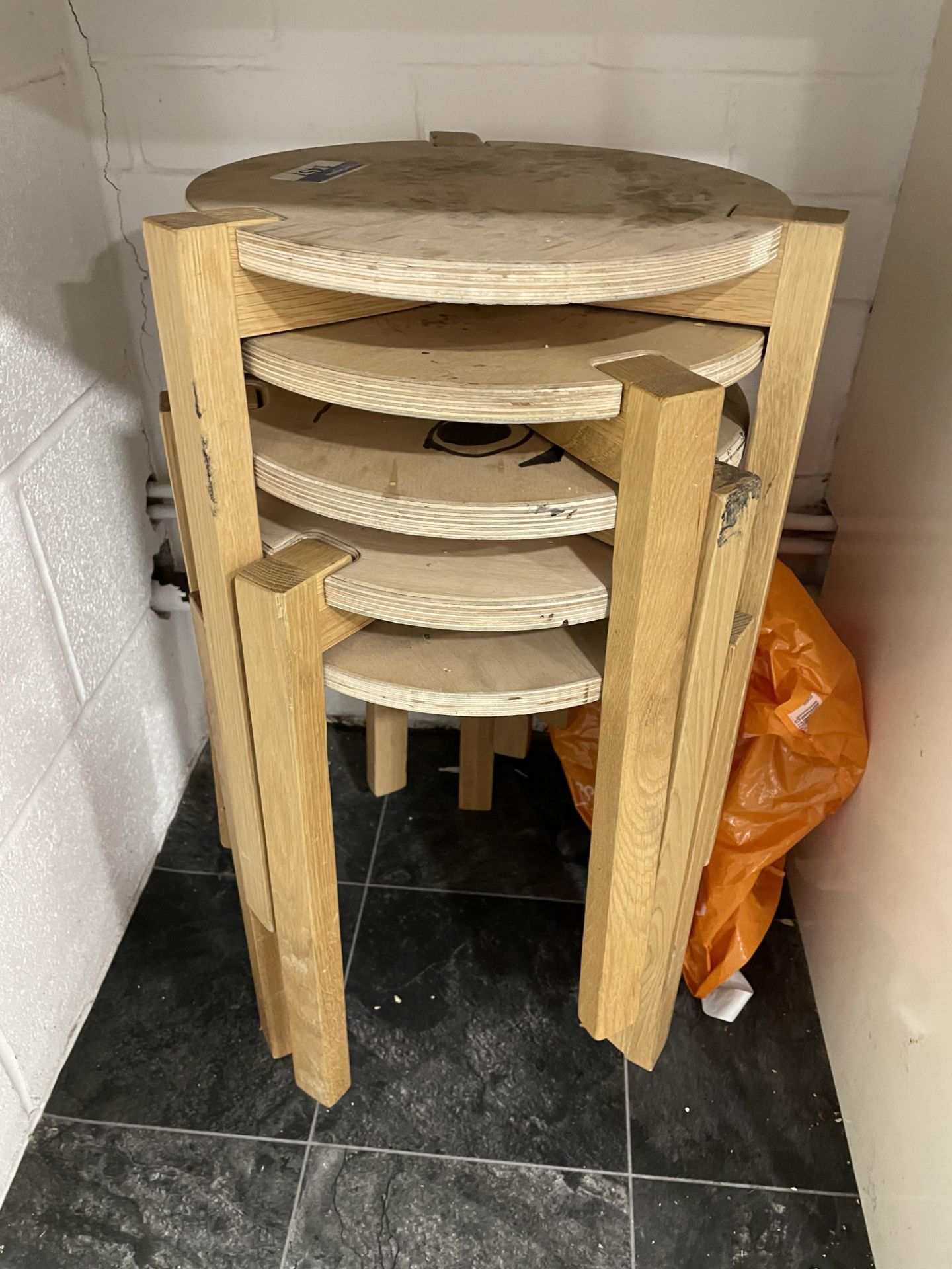 5 x Wooden Stackable Stools