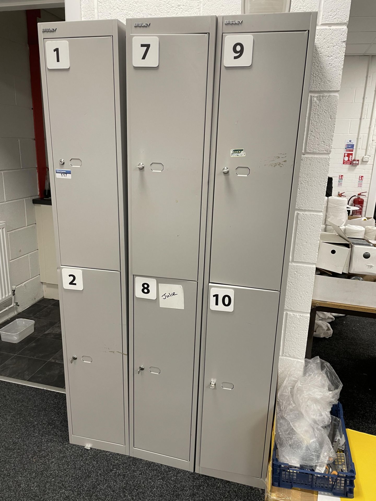 3 x Bisely 2 Door Personal Locker Units | 1 Key Missing