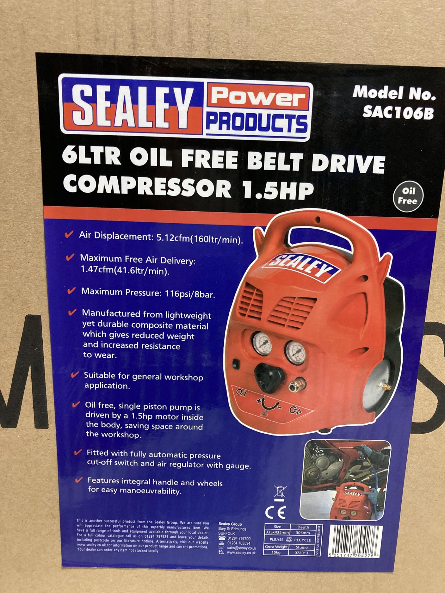 Sealey Compressor | SAC106B - Image 3 of 3