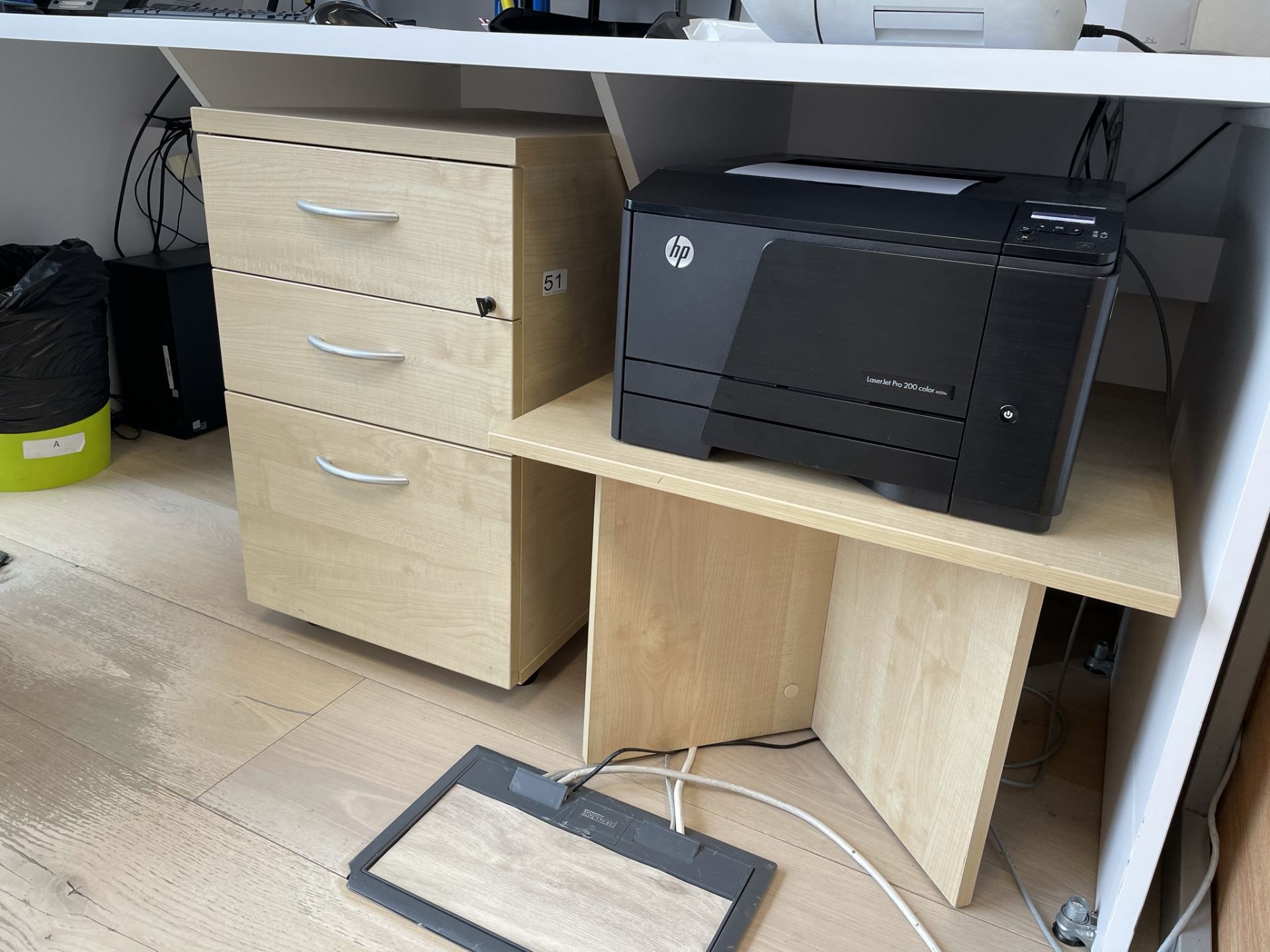 3 Drawer Desk Pedestal w/ Light Wood Effect & Coffee Table - 60 x 60cm