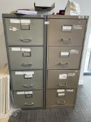 2 x 4 Drawer Metal Filing Cabinets | NO KEY