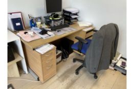 Wooden Office Desk w/ Light Wood Effect & 2 x Pedestal Drawer Units | 80 x 160cm | CONTENTS NOT INCL