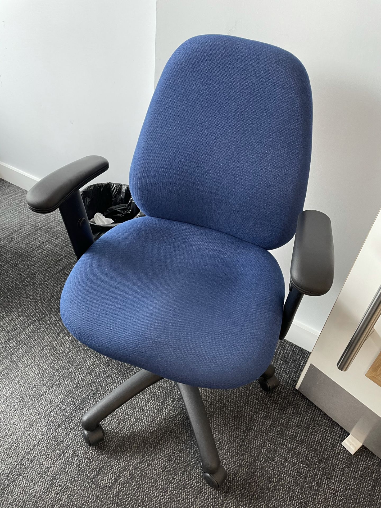 Blue Cloth Upholstered Swivel Armchair