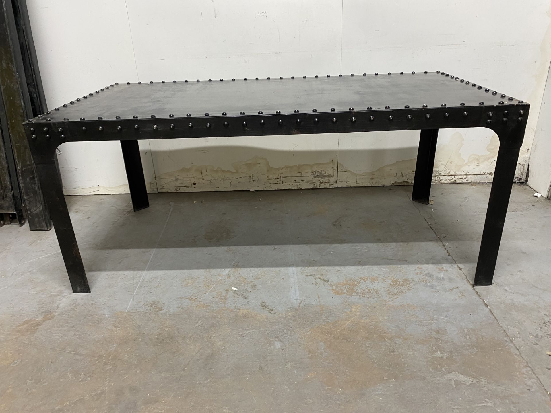 Dark Wood Dining Table with Studded Edging