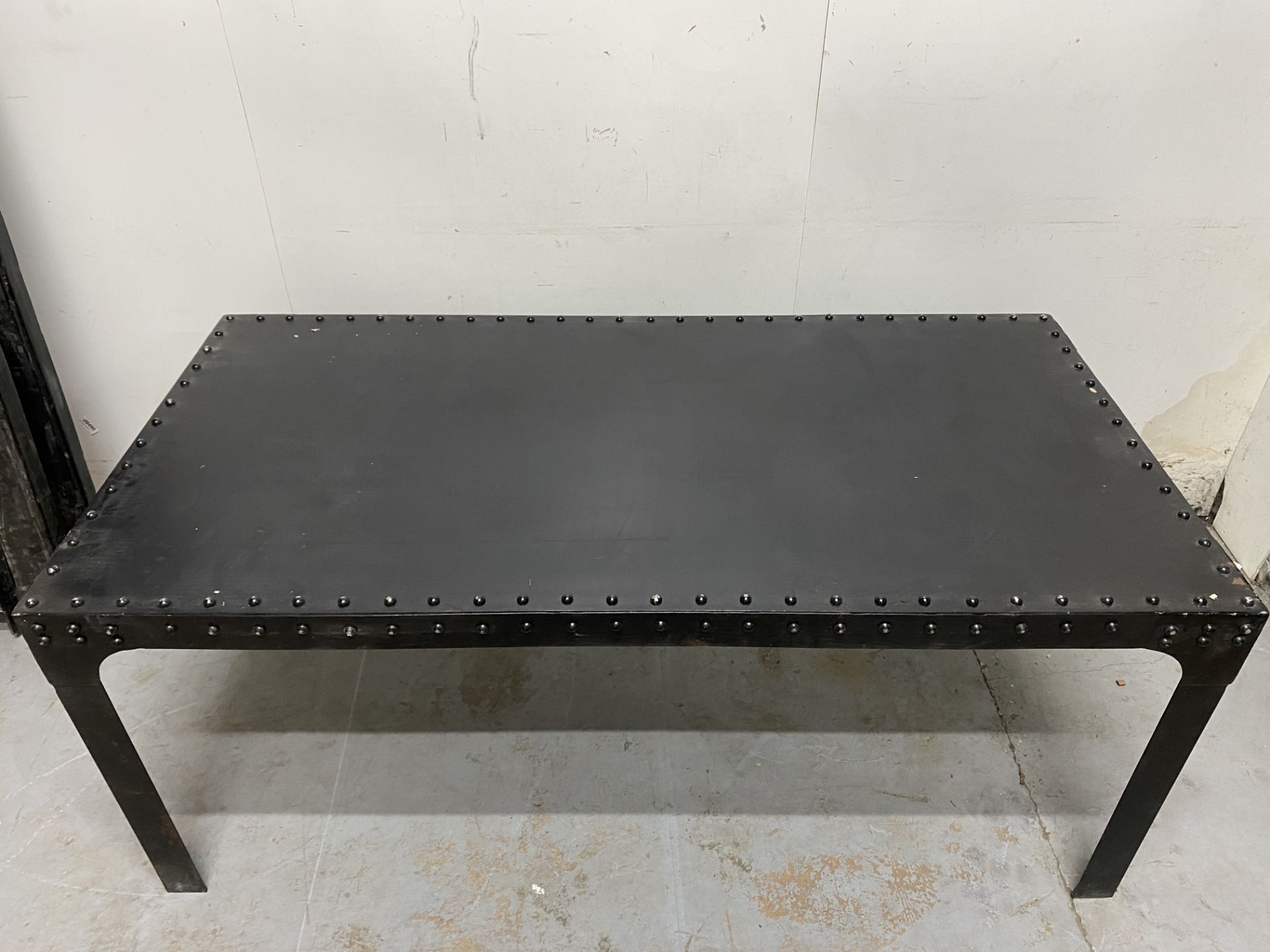 Dark Wood Dining Table with Studded Edging - Image 2 of 2