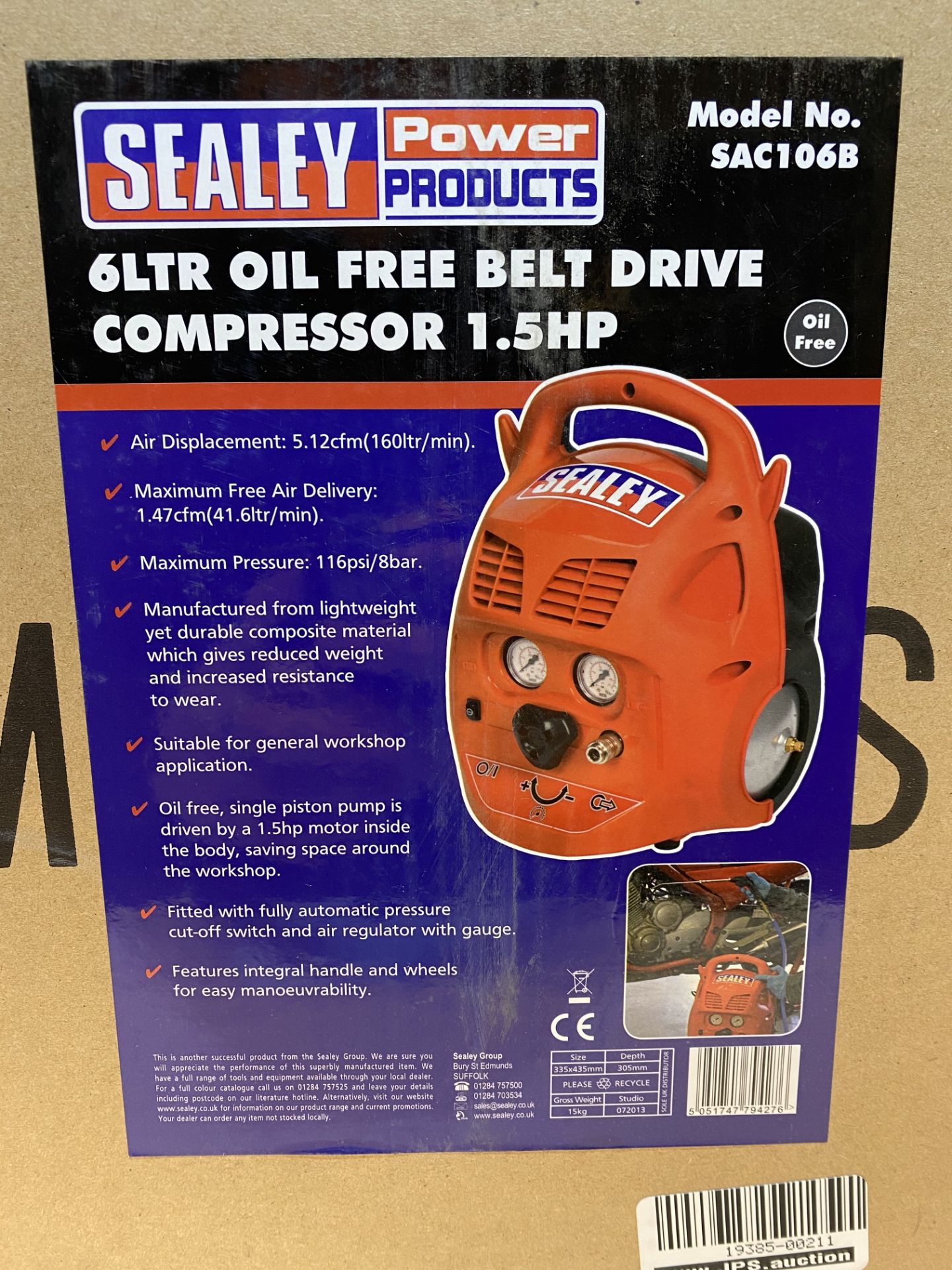 Sealey Compressor | SAC106B - Image 2 of 2