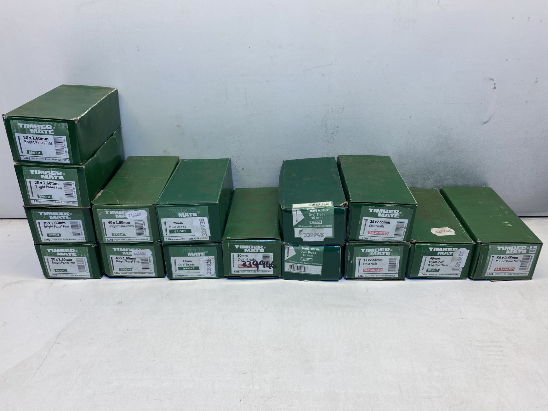 15 x Boxes Of Various Timber Mate Pins, Nails & Brads