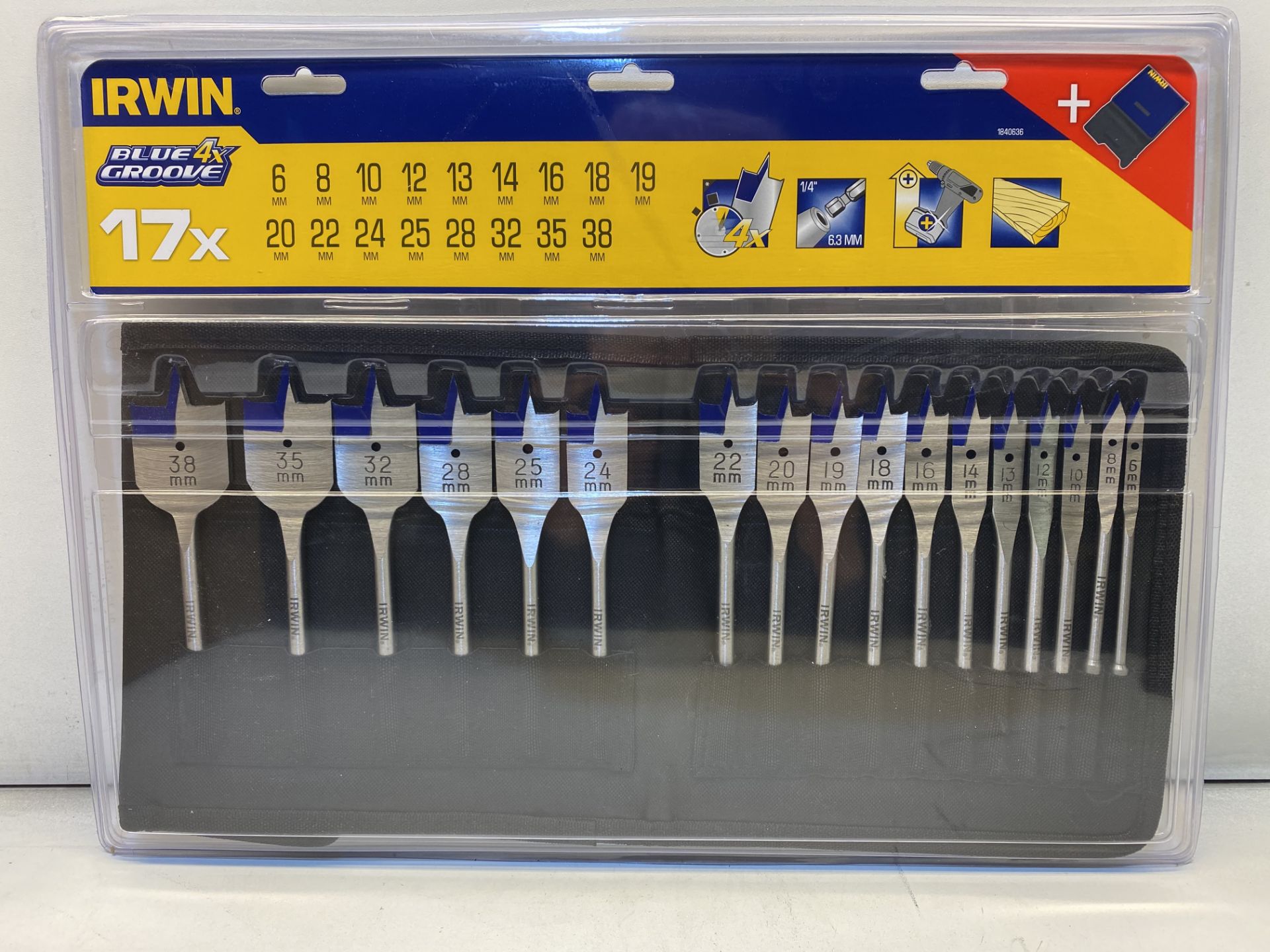 6 x Irwin 17 Piece Flat Spade Drill Bit Set | 6mm to 38mm | Total RRP £150