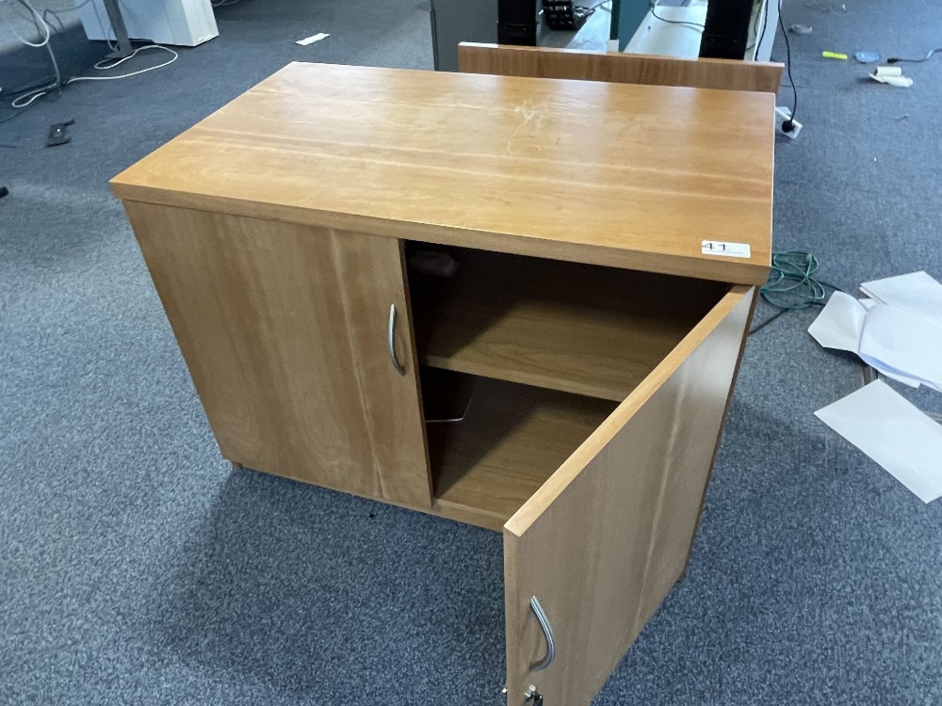 2 door wood effect sideboard with key *top scratched - Image 2 of 2