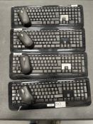 4 x Microsoft Wireless 850 Keyboards w/ Wireless 1000 Mice