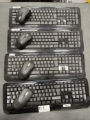 4 x Microsoft Wireless 850 Keyboards w/ Wireless 1000 Mice