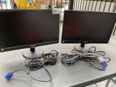 2 x Philips 193V5L 18.5" LED Computer Monitors w/ Stand, Power & VGA Cables