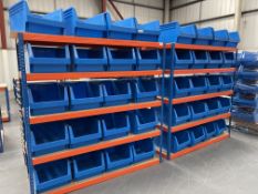 2 x Bays of Bigdug 5 Tier Light Duty Racking w/ 40 x Plastic Drawer Containers | 180cm x 180cm x 60c