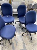 4 x Adjustable Blue Fabric Mobile Office Chairs