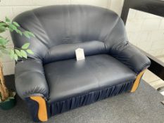 2 x Faux Leather 2 Seater Sofas in Navy