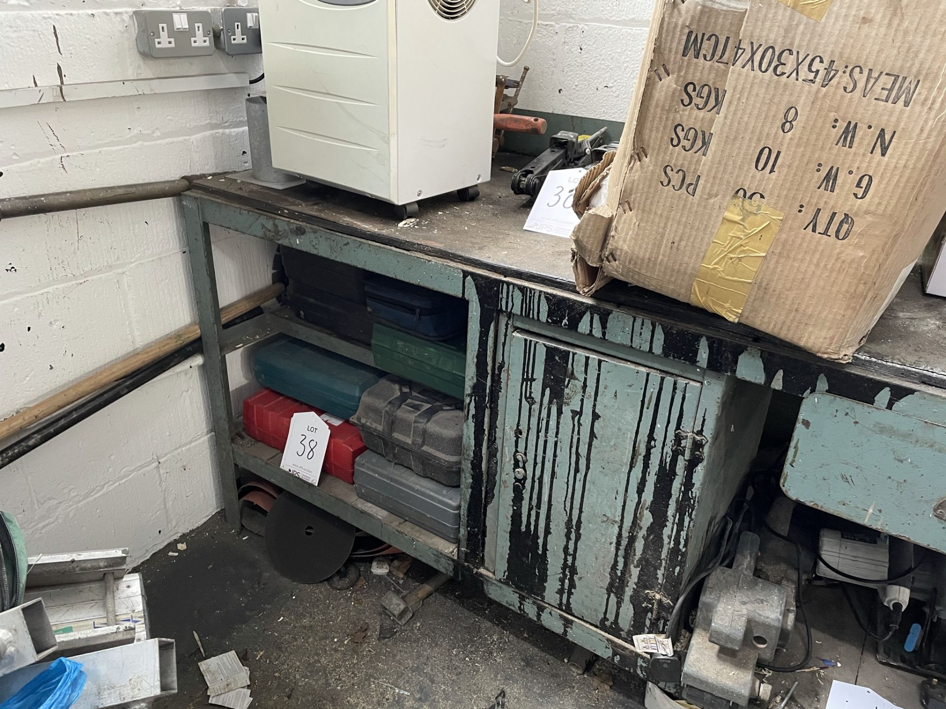 Metal Workbench w/ Drawer, Cupboard, Undershelves & Mechanical Vice - Image 3 of 5