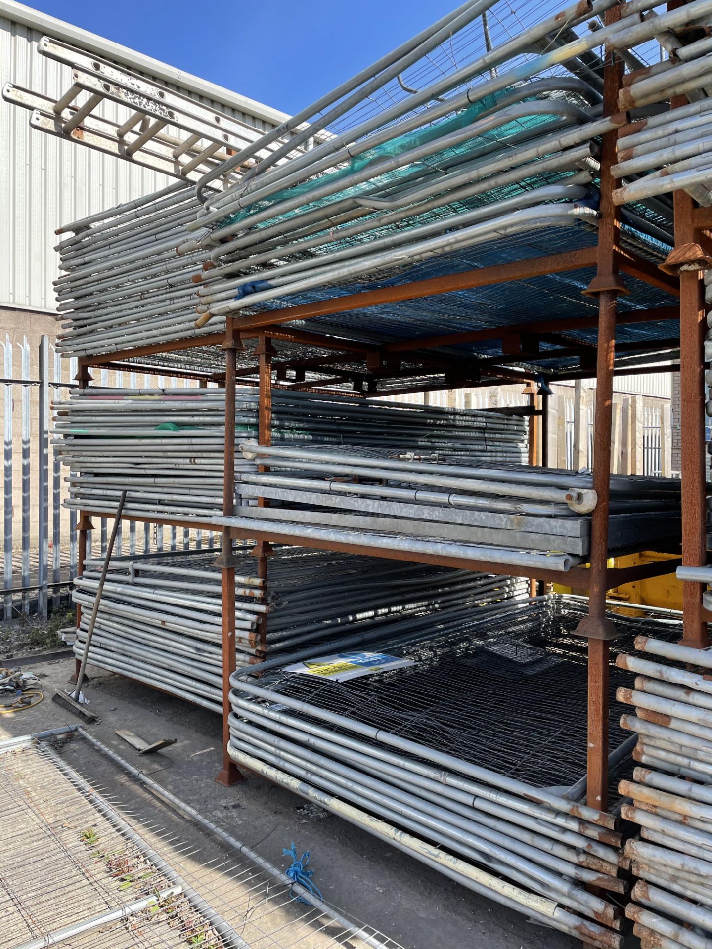 Approximately 200 x Site Fencing Panels w/ A Quantity of Bases - As Pictured