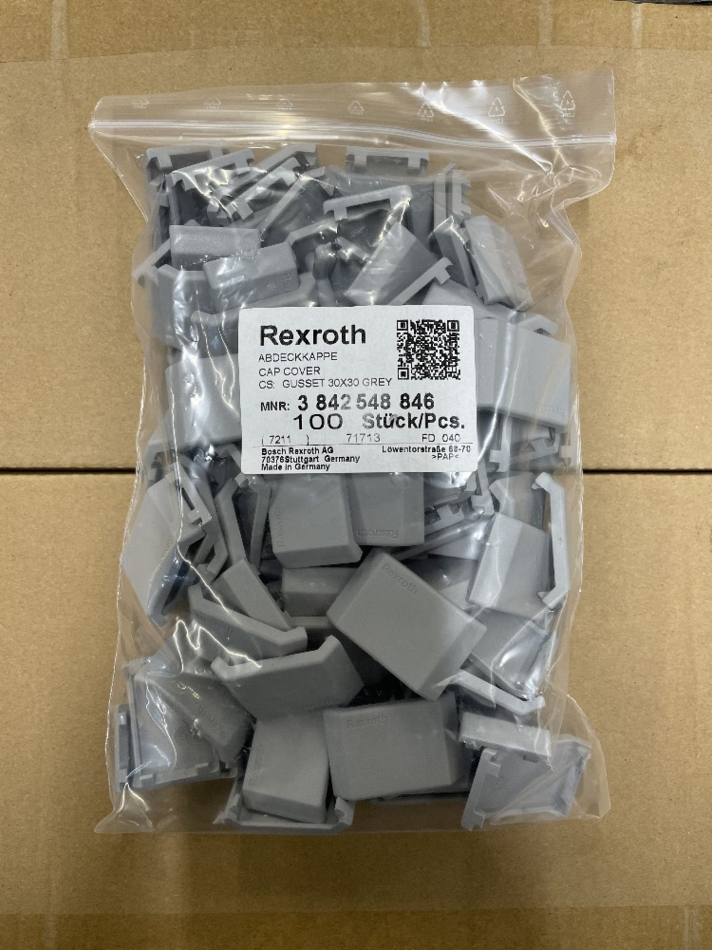 55,000 x Rexroth 3842548846 30mm x 30mm Cap Covers in Grey | 22 x boxes of 2,500