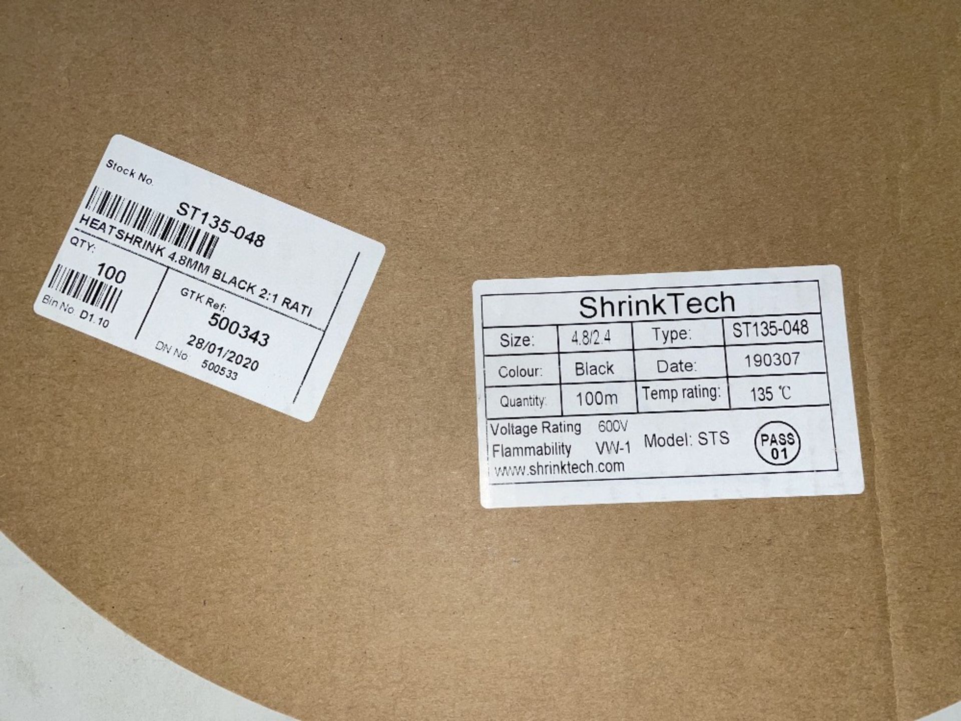 2 x 100m Reels of ShrinkTech ST135-048 Heat Shrink 4.8mm Tubing - Image 3 of 3