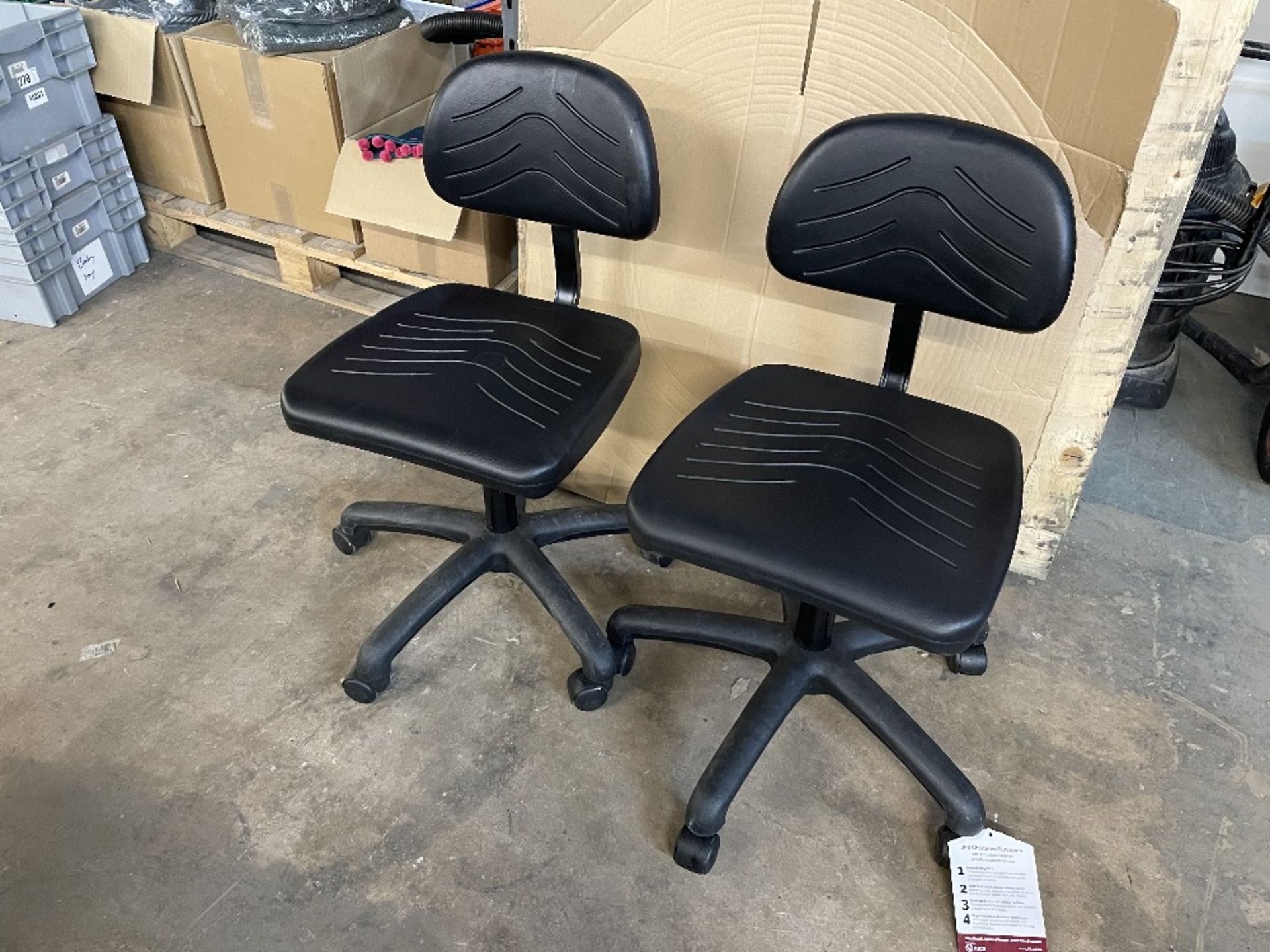 2 x Faux Leather Mobile Adjustable Chairs in Black