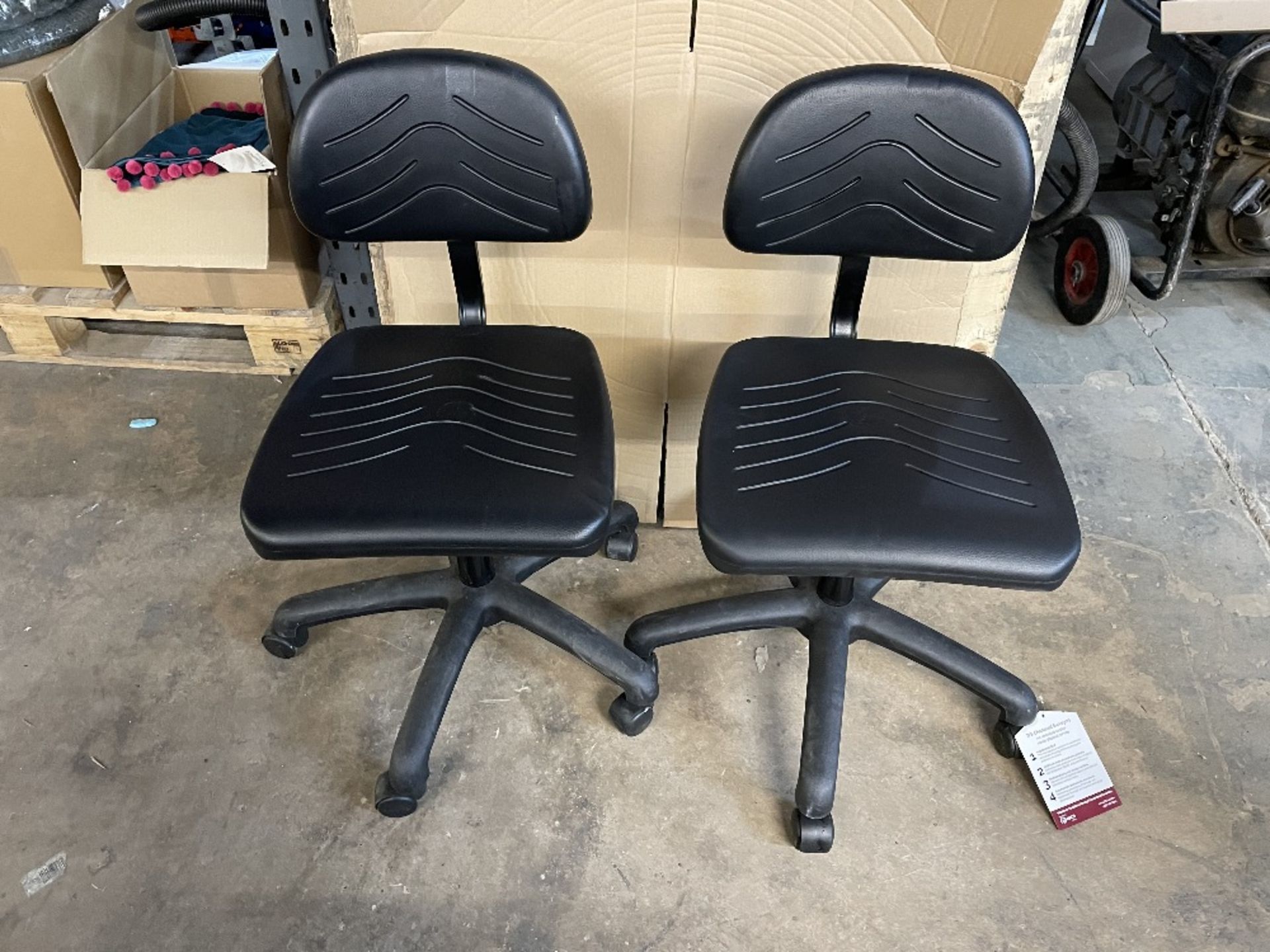 2 x Faux Leather Mobile Adjustable Chairs in Black - Image 2 of 4
